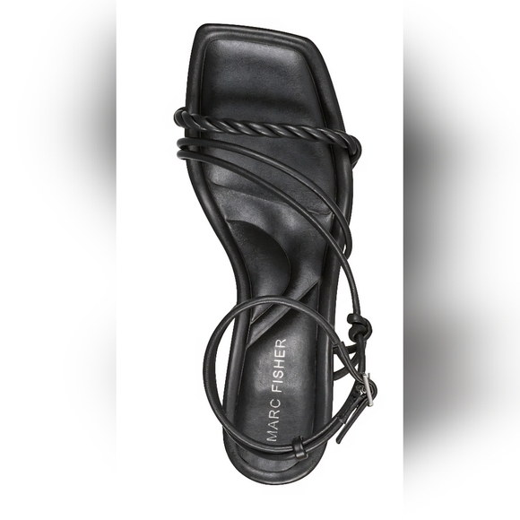 Marc Fisher Black Strappy Wide Heels Ankle Straps Size 8 - Picture 1 of 8